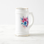 Chope À Bière Fleurs à l'aquarelle conception florale (Devant droit)