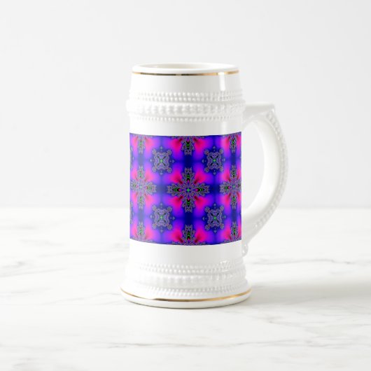 Chope À Bière Fleurs Artdeco dans le style rétro (Devant droit)