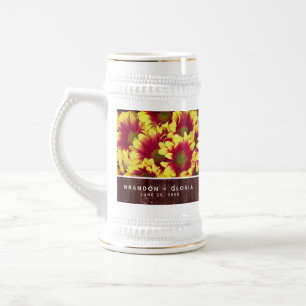 Chope À Bière Fleurs de soleil d'automne rustiques sur Mariage d