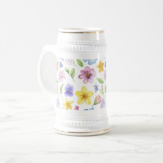 Chope À Bière Fleurs Floral Pattern Sublimation-95651 (Devant gauche)