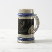 Chope À Bière Fleurs noires et blanches (Devant droit)