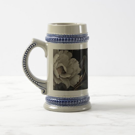 Chope À Bière Fleurs noires et blanches (Gauche)