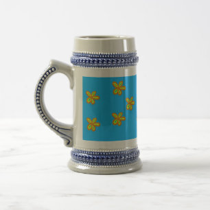 Chope À Bière fleurs peintes en bleu