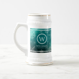Chope À Bière Flocons de neige en papier d'aluminium bleu clair