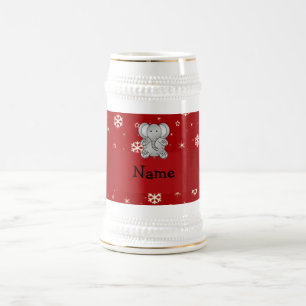 Chope À Bière Flocons de neige nommés personnalisés de rouge
