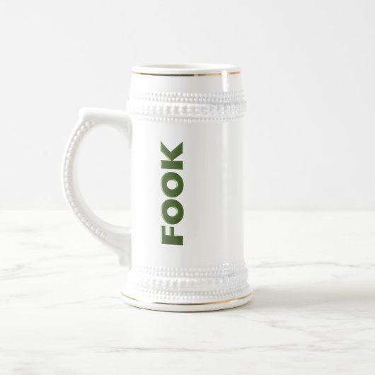 Chope À Bière Foin vertical blanc stein avec garniture or (Gauche)