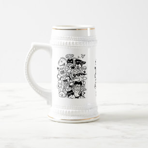 Chope À Bière Foule de personnages de dessins animés excentrique