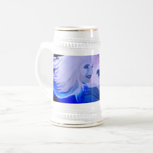 Chope À Bière Frau mit Delphinen im Mondschein (Devant gauche)