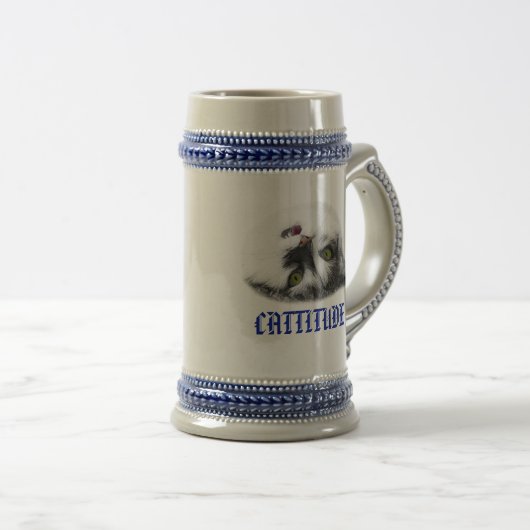 Chope À Bière Funny Cat Cattitude personnalisable (Devant droit)