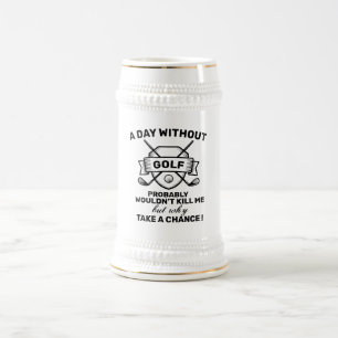 Chope À Bière Funny Golf Beer Stein - 'Pourquoi prendre une chan