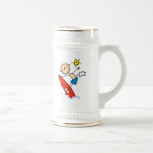 Chope À Bière Garçon de surf en bonhomme allumette