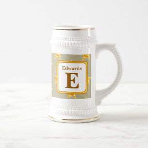 Chope À Bière Garde de monogramme E or initial familial étoile