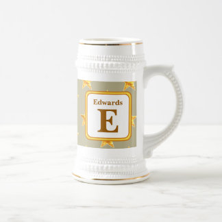 Chope À Bière Garde de monogramme E or initial familial étoile