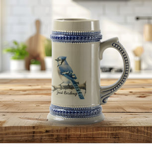 Chope À Bière Geai bleu moderne ''Just Birding'' Personnaliser