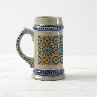 Chope À Bière Geometric Moroccan Tile & Orange Pattern