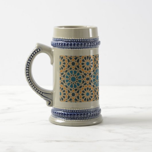 Chope À Bière Geometric Moroccan Tile & Orange Pattern (Gauche)
