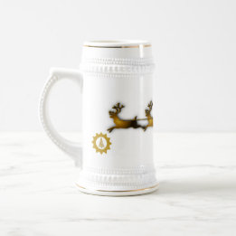 Chope À Bière Golden Deer Christmas Santa Claus Sledge