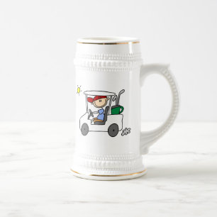 Chope À Bière Golfeur dans un chariot de golf