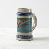 Chope À Bière Gray/Bleu de spatule rose 22 oz Stein (Devant droit)