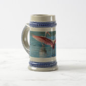 Chope À Bière Gray/Bleu de spatule rose 22 oz Stein (Devant gauche)