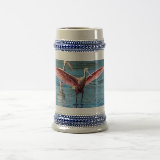 Chope À Bière Gray/Bleu de spatule rose 22 oz Stein (Centre)