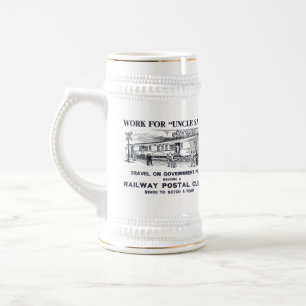 Chope À Bière Greffier de la poste ferroviaire Vintage 1926