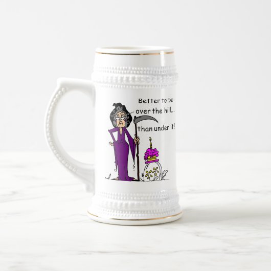 Chope À Bière Grim Reaper Humour d'anniversaire (Gauche)