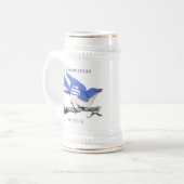 Chope À Bière Groomsman Stein Mariage Vintage Bluebirds (Devant gauche)