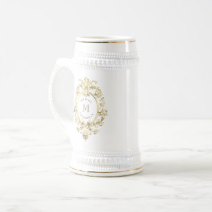 Chope À Bière Groomsmans de Monogramme Baroque Or