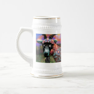 Chope À Bière Grotte de chèvre florale Whimssical ferme animal d