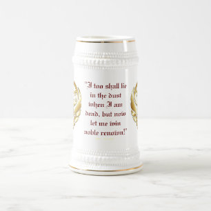Chope À Bière Guerrier Grec Or Bordure Rouge Stein