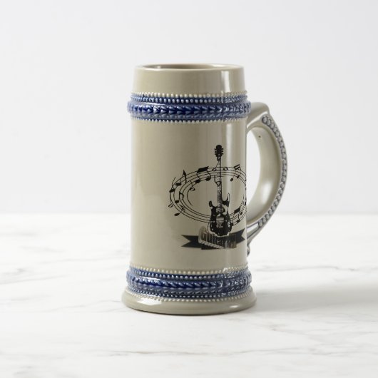 Chope À Bière Guitare et notes musicales (Devant droit)