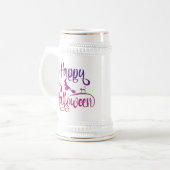 Chope À Bière Happy Halloween dégradé volant sorcière chat (Devant gauche)