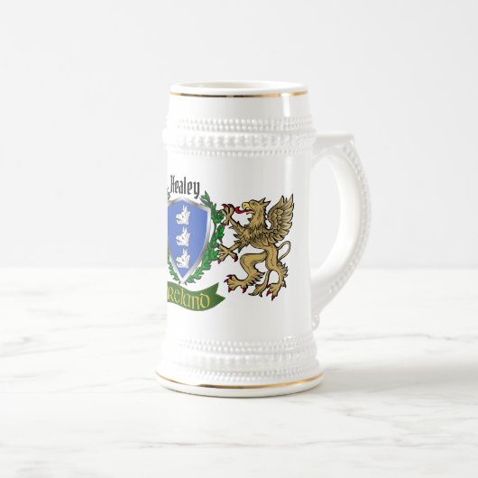 Chope À Bière Healey/O'Healey Irish Shield Beer Stein (Devant droit)