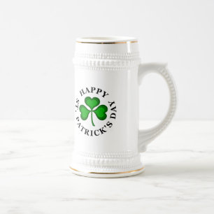 Chope À Bière HEUREUX ST. PATRICK'S DAY Texte avec Shamrock vert