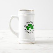 Chope À Bière HEUREUX ST. PATRICK'S DAY Texte avec Shamrock vert (Gauche)