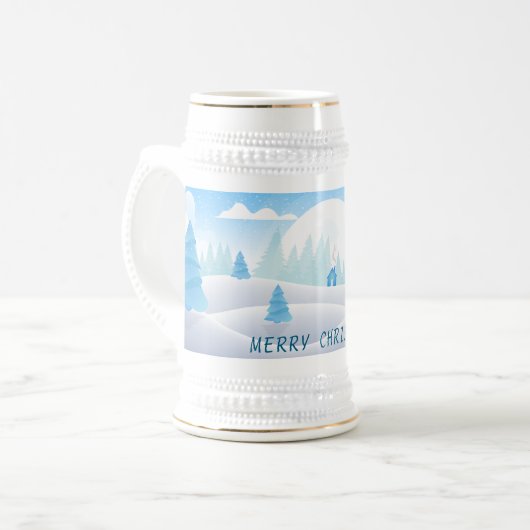 Chope À Bière Hiver Thème Joyeux Noël Stein (Devant gauche)