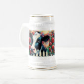 Chope À Bière Holstein Picket de vache clôture Roses rouges Noir (Devant gauche)