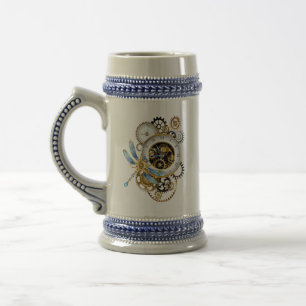 Chope À Bière Horloge à vapeur avec libellule mécanique