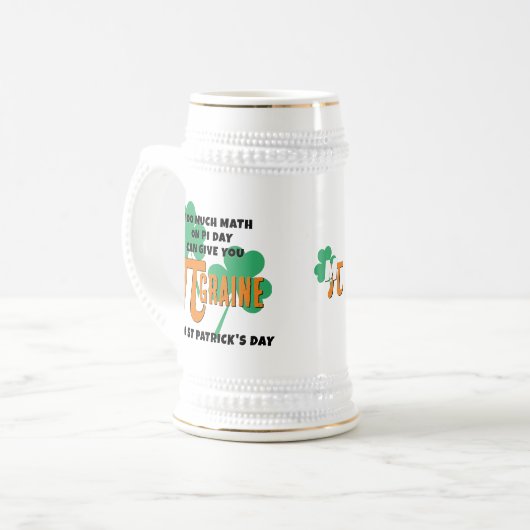 Chope À Bière Humour Saint Patrick's Day Pi Day Math Monogramme (Devant gauche)
