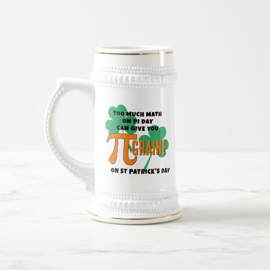 Chope À Bière Humour Saint Patrick's Day Pi Day Math Monogramme (Gauche)