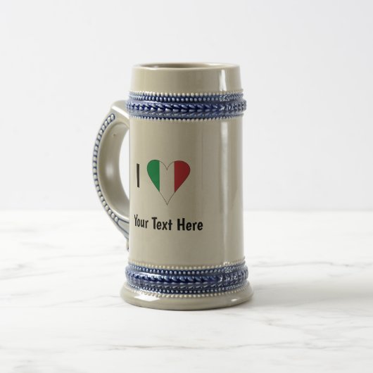 Chope À Bière I (Italian Flag Heart Love) Your Text (Devant gauche)