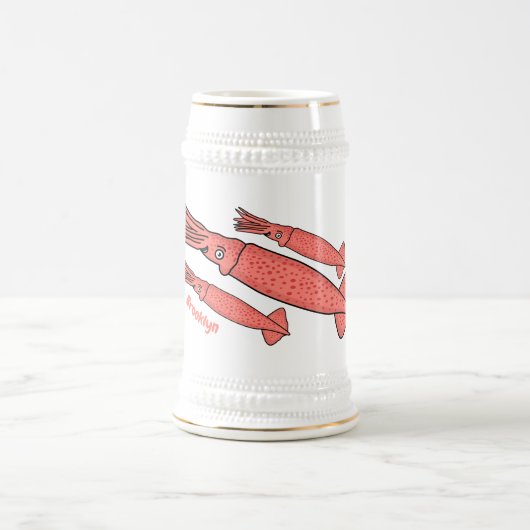 Chope À Bière Illustration de calamar rose (Centre)