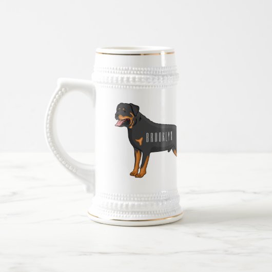 Chope À Bière Illustration de chien Rottweiler (Gauche)