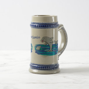 Chope À Bière Illustration de dauphins heureux adorables
