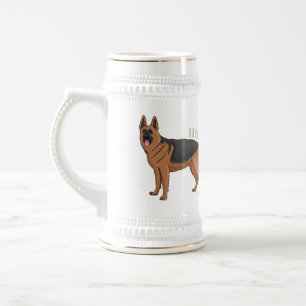 Chope À Bière illustration de dessin animé de chien berger allem
