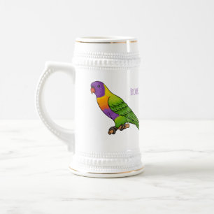 Chope À Bière Illustration de dessin animé d'oiseau loriquet arc
