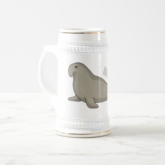 Chope À Bière Illustration de dessin de phoque éléphant (Devant gauche)