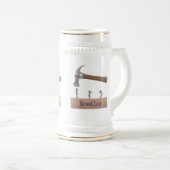 Chope À Bière Illustration de dessin mignon, marteau et ongles (Devant droit)