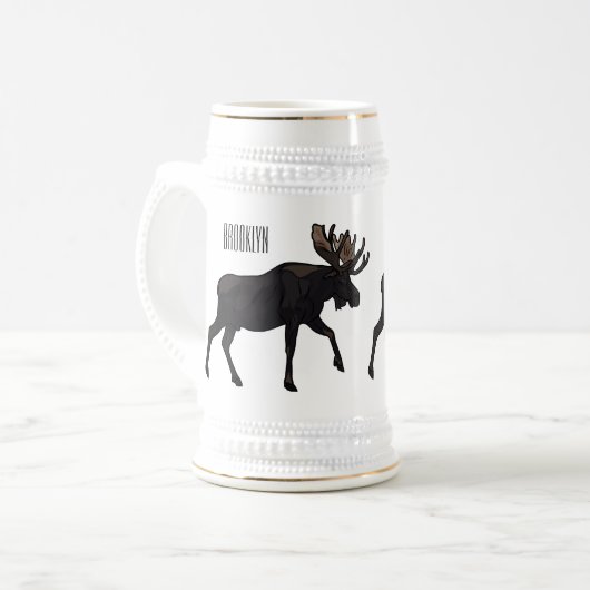 Chope À Bière Illustration de dessin sur l'orignal (Devant gauche)